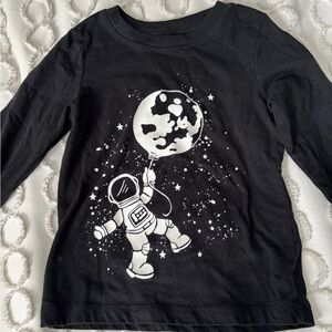 Cat & Jack Black Astronaut Graphic Long Sleeve Tee
